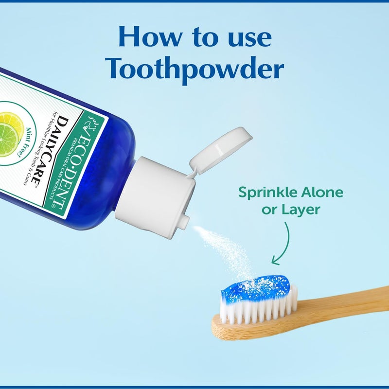 Eco-Dent DailyCare Baking Soda Toothpowder, Lemon-Lime - SLS & Fluoride-Free Toothpaste Alternative - Image 4